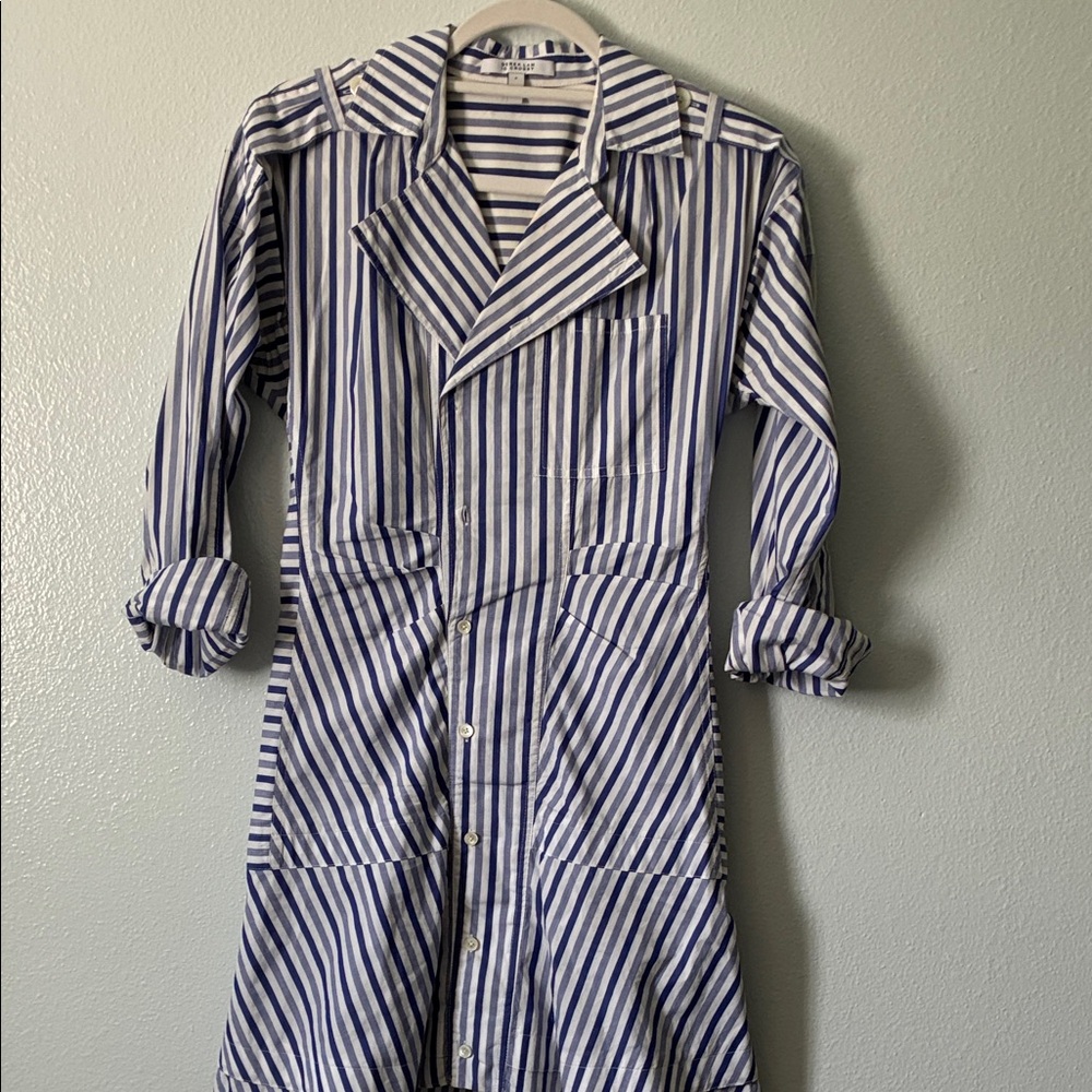 10 Crosby Derek Lam Navy and White Striped Top